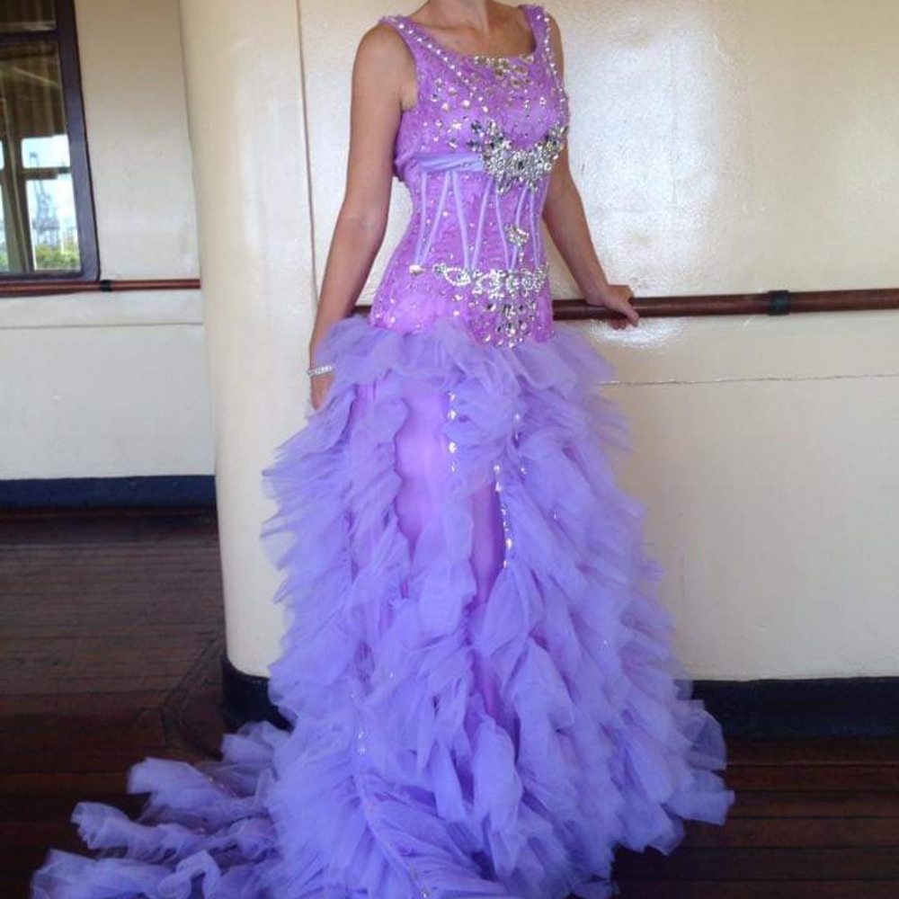 Unique Lavender Ball Gown COUTURE PROM PAGEANT